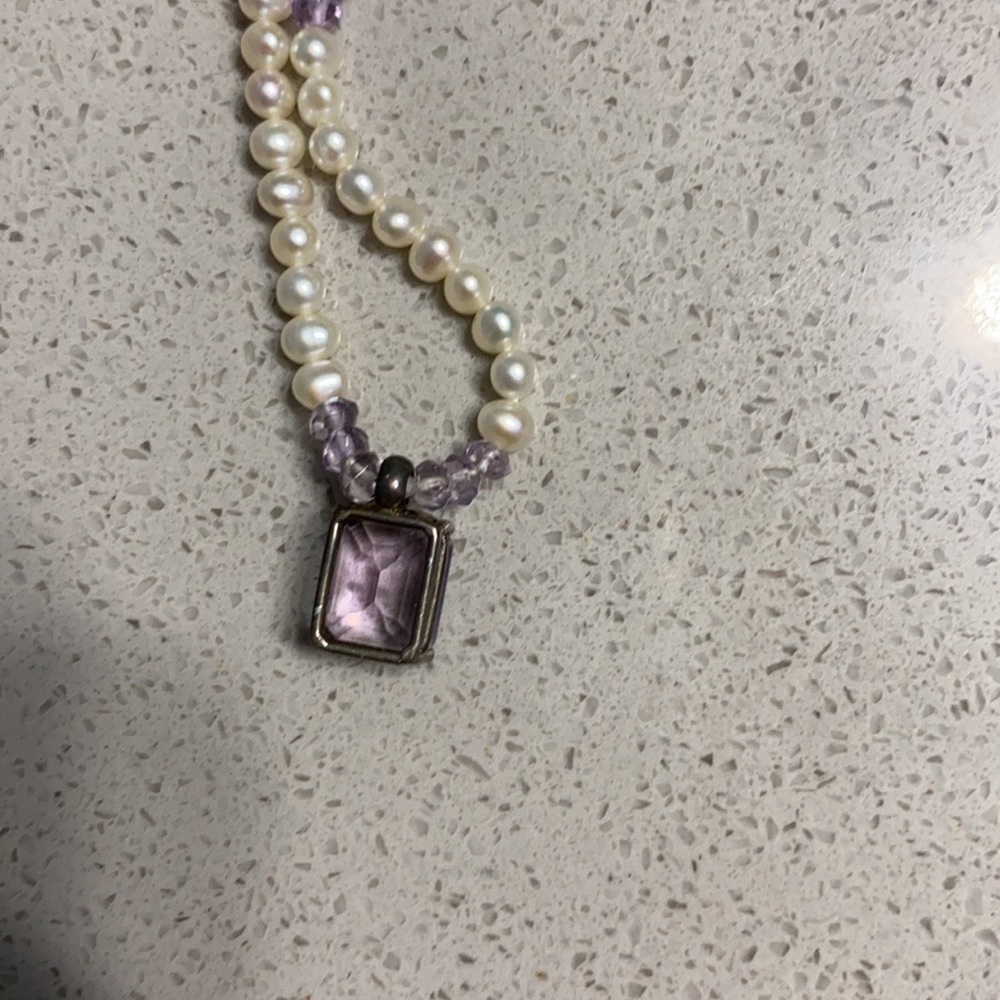 Cute amethyst and pearl choker. - Picture 3 of 6